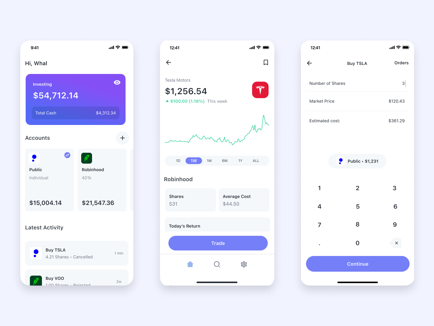 Whal mobile app screens designed by Racine Davis