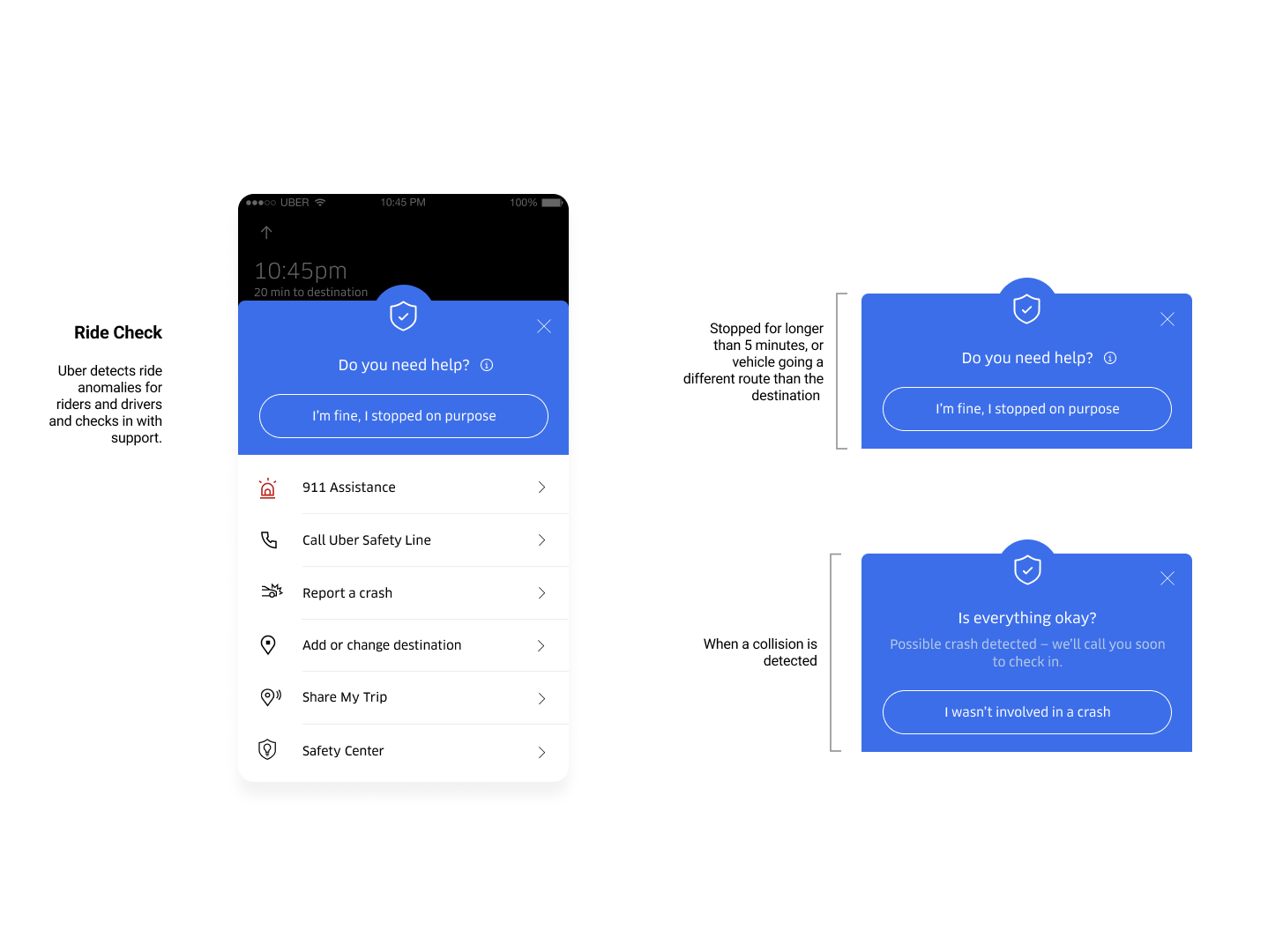 Uber safety tools header design